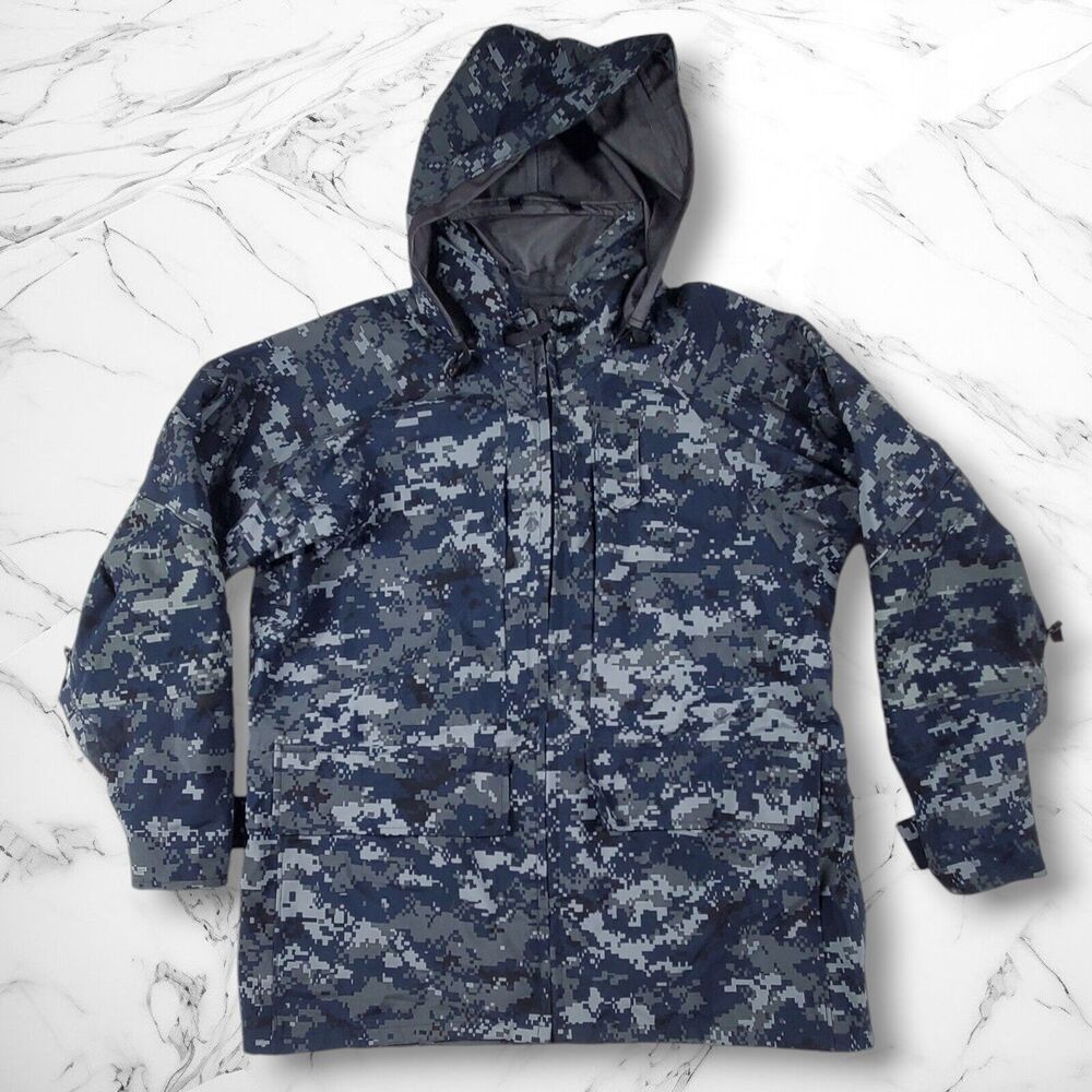 US Navy Women's Working Parka Size S Jacket Regular Blue Digital Camo Hooded